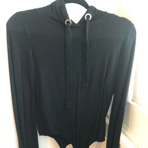 Express black hooded bodysuit.